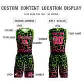 Custom Black Green-Pink Spotted Graffiti Pattern Sports Uniform Basketball Jersey